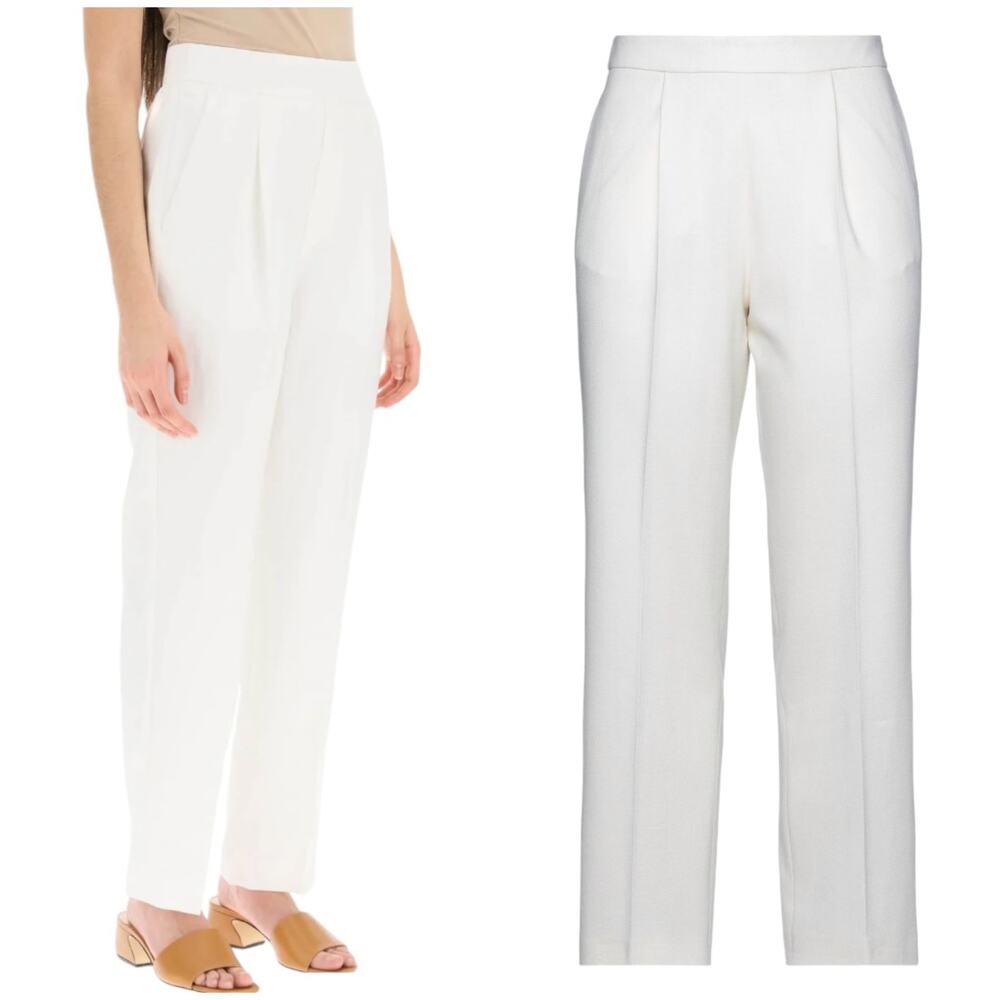 AGNONA NWT Side Zip Elasticized Back Waist Lana Pants White Size 40 (US 4)